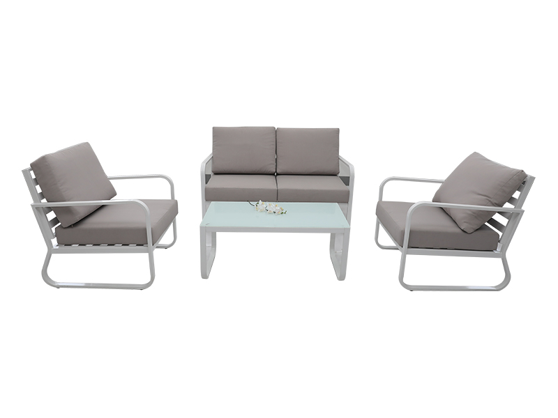 Set sofa aluminium, set sofa reka bentuk KD 4pcs, sofa relaksasi luar