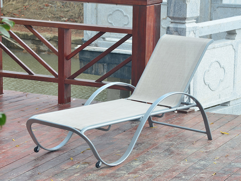 lounge matahari luaran, aluminium sling sun lounger, berbaring di pantai matahari bersinar YQ-TB-431B