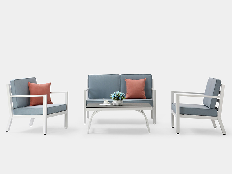 Set sofa bingkai aluminium 4pcs, perabot taman yqa-1097