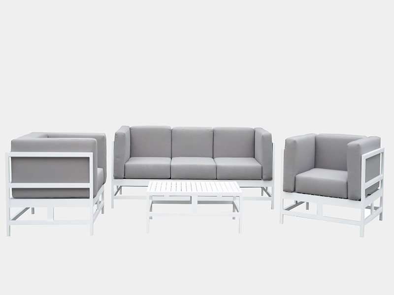 Semua bingkai aluminium dengan sofa kusyen, perabot hotel, perabot sofa patio taman belakang rumah