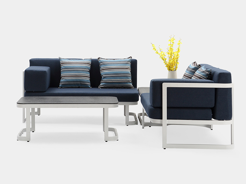 Perabot taman aluminium, set sofa 3pcs, perabot saiz Eropah luaran YQA-909