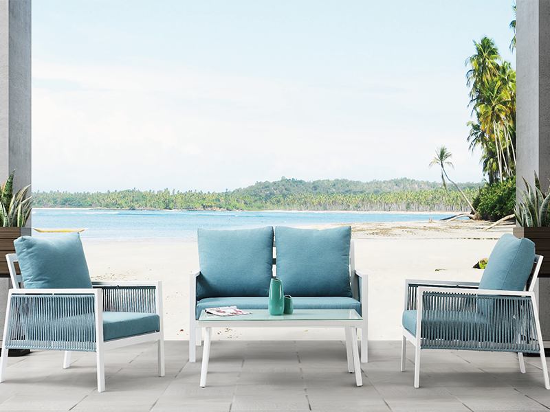 Taman Patio Aluminium Mewah Reka Bentuk Rekreasi Mewah Sofa Tali Tenah Luar Yegar YQC-2710