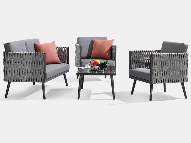 Perabot Luaran Popular 4 Piece Woven Rope Sofa Seating Set untuk Patio and Garden YQC-2731