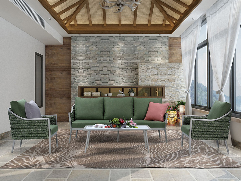 Taman Taman Luaran Menenun Sofa Set Tamu Ruang Tamu YQC-2735