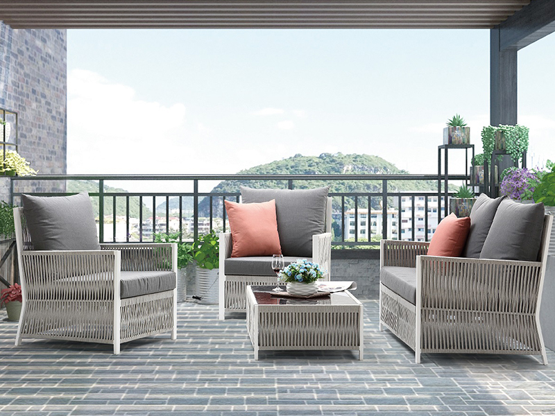 kilang terus kerusi set perabot luaran tangan tenunan taman sofa