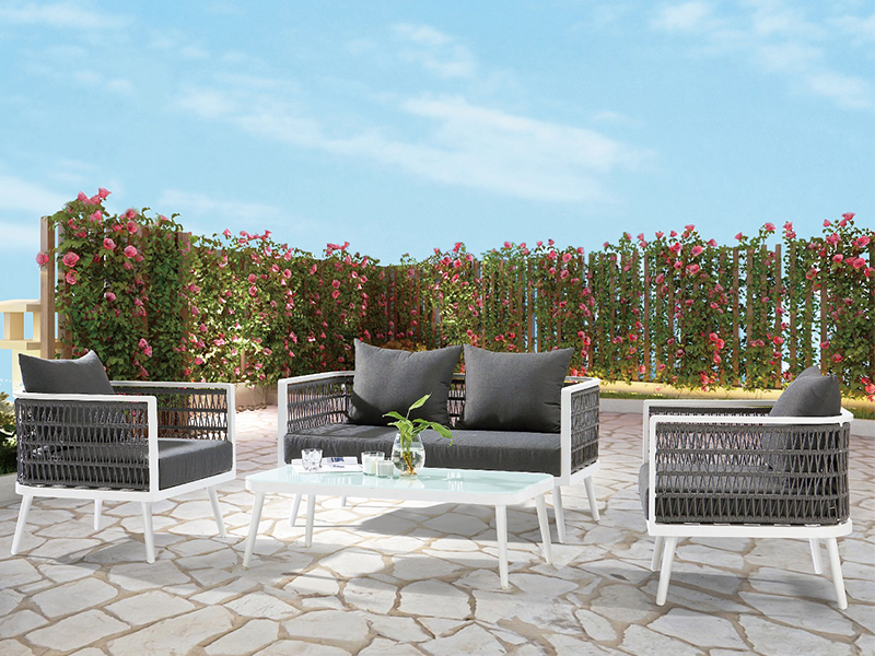 Tali tenunan 4pcs sofa set taman perabot perabot kebun luaran YQC-2743