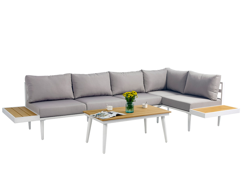 Set sofa kombinasi aluminium, sofa 3pcs ditetapkan dengan kayu sintetik, perabot luar YQC-2762
