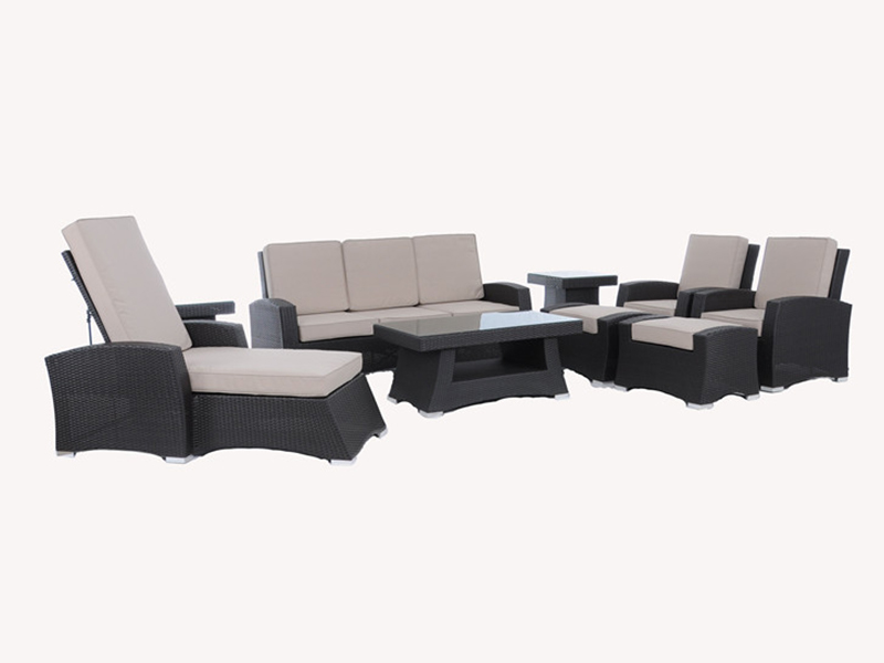 Set sofa rotan, 9pcs perabot rotan luaran yqr-197