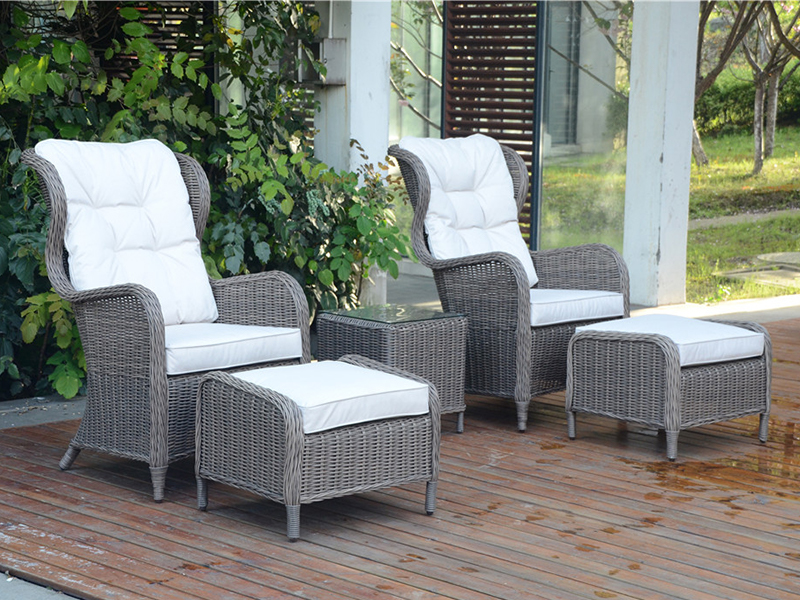 5pcs aluminium rotan sofa, kerusi rotan luar dengan tapak kaki, sofa rekreasi set yqr-306a