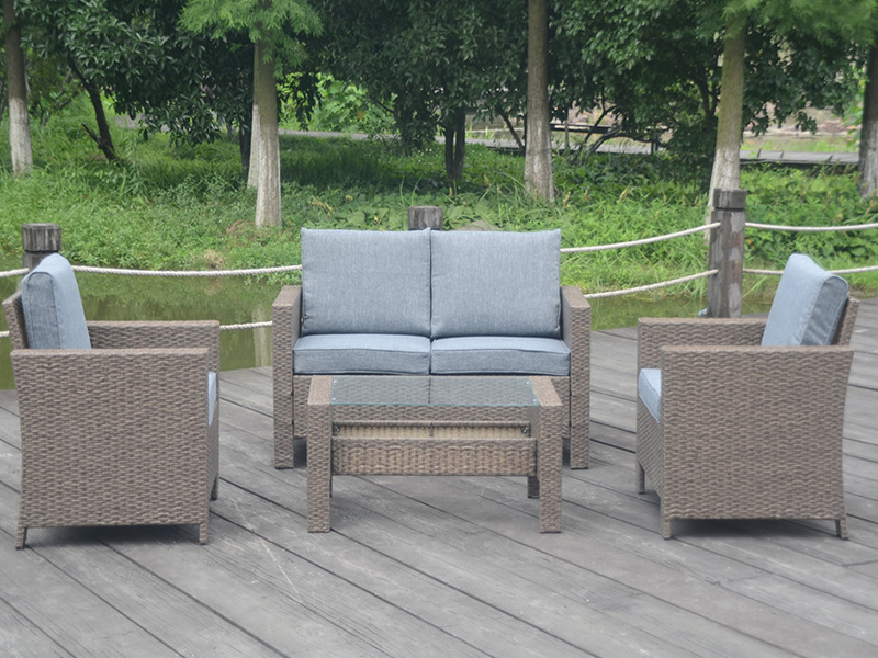 Set sofa rotan, mengetuk set sofa rotan, perabot rotan bingkai aluminium, yqr-407a
