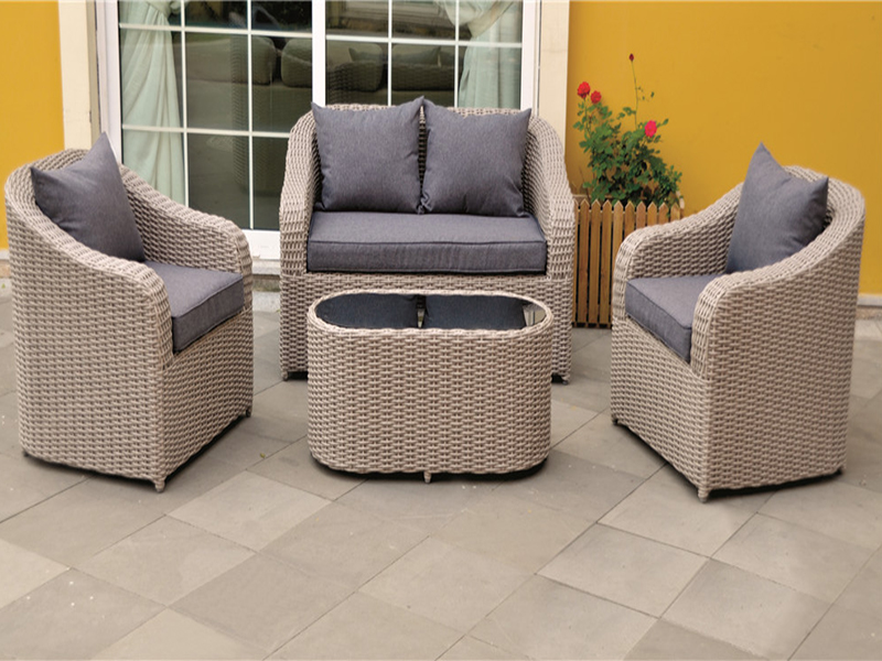 Set sofa rotan, bingkai aluminium, set sofa rotan tenunan tangan, yqr-408