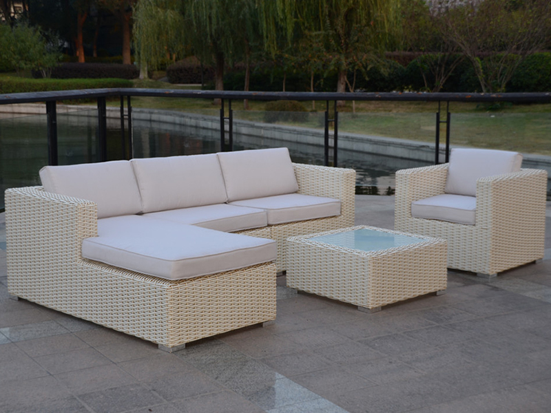 set sofa rotan luar, bingkai aluminium rotan sofa lounge furniture, yqr-410a