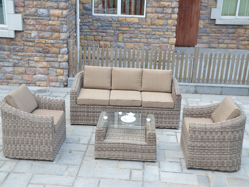 Set sofa rotan, 4pcs aluminium sofa set yqr-418-2