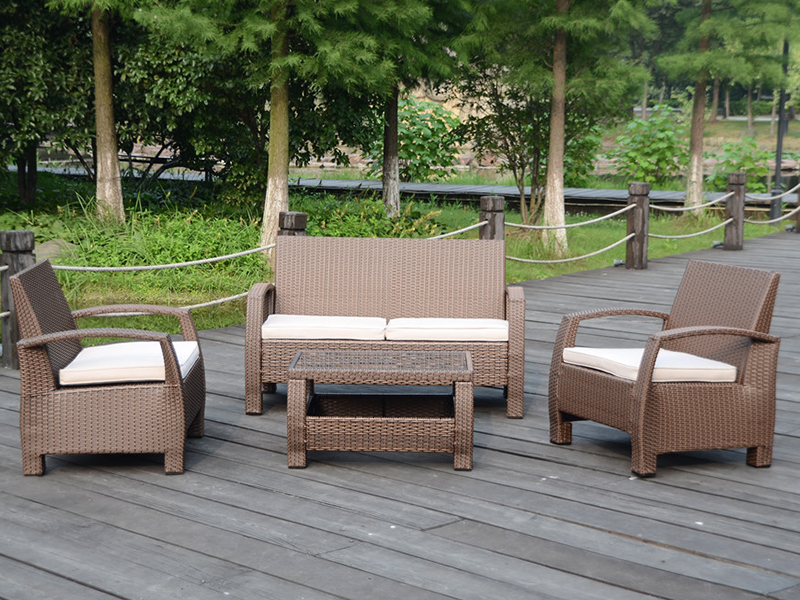 Set sofa rotan, reka bentuk kd, bingkai aluminium yqr-458