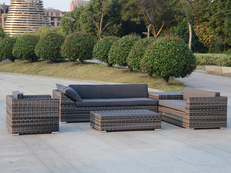 Set Kerusi Sofa Rotan Garden Lounge, Patio Wicker Furniture 5pcs, Yqr-479