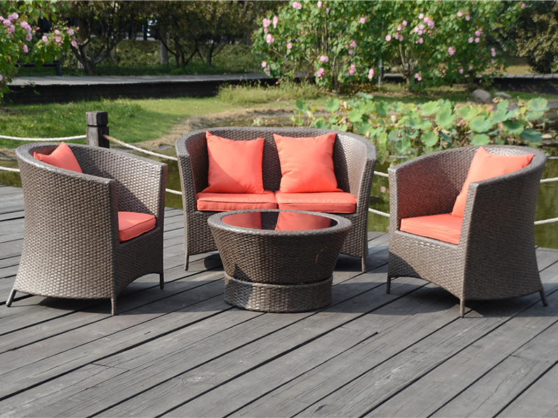 Perabot rotan klasik, set sofa rotan 4pcs, perabot rekreasi luar yqr-480