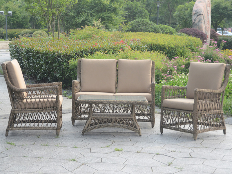 set sofa tenunan rotan yang bagus, sofa luar gaya Eropah, sofa rekreasi aluminium set yqr-527b-2
