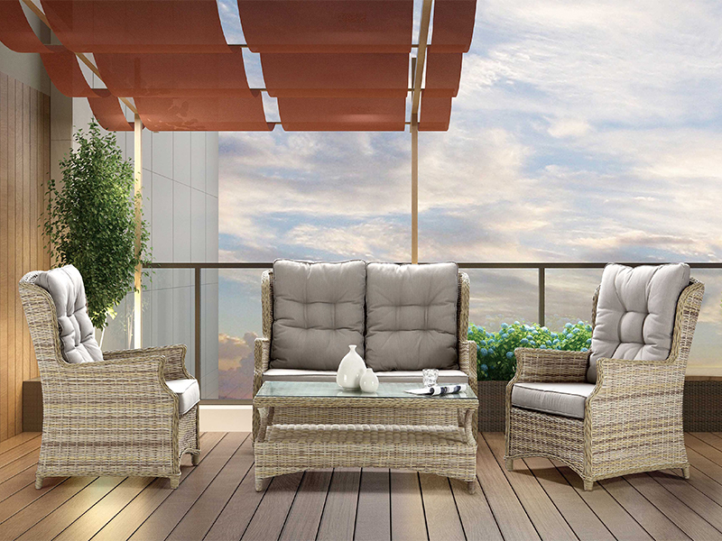 4pcs Rattan Garden Sofa Set Half Round Rattan dan Round Rotan Weaving Yqr-724